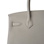 Hermes Handbag Cream Birkin 30 Beton Veau Togo Leather Gold Plated U Stamp 2022 - Redeluxe