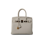 Hermes Handbag Cream Birkin 30 Beton Veau Togo Leather Gold Plated U Stamp 2022 - Redeluxe