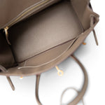 Hermes Handbag Etoupe Birkin 25 Etoupe Togo Gold Plated B Stamp - Redeluxe