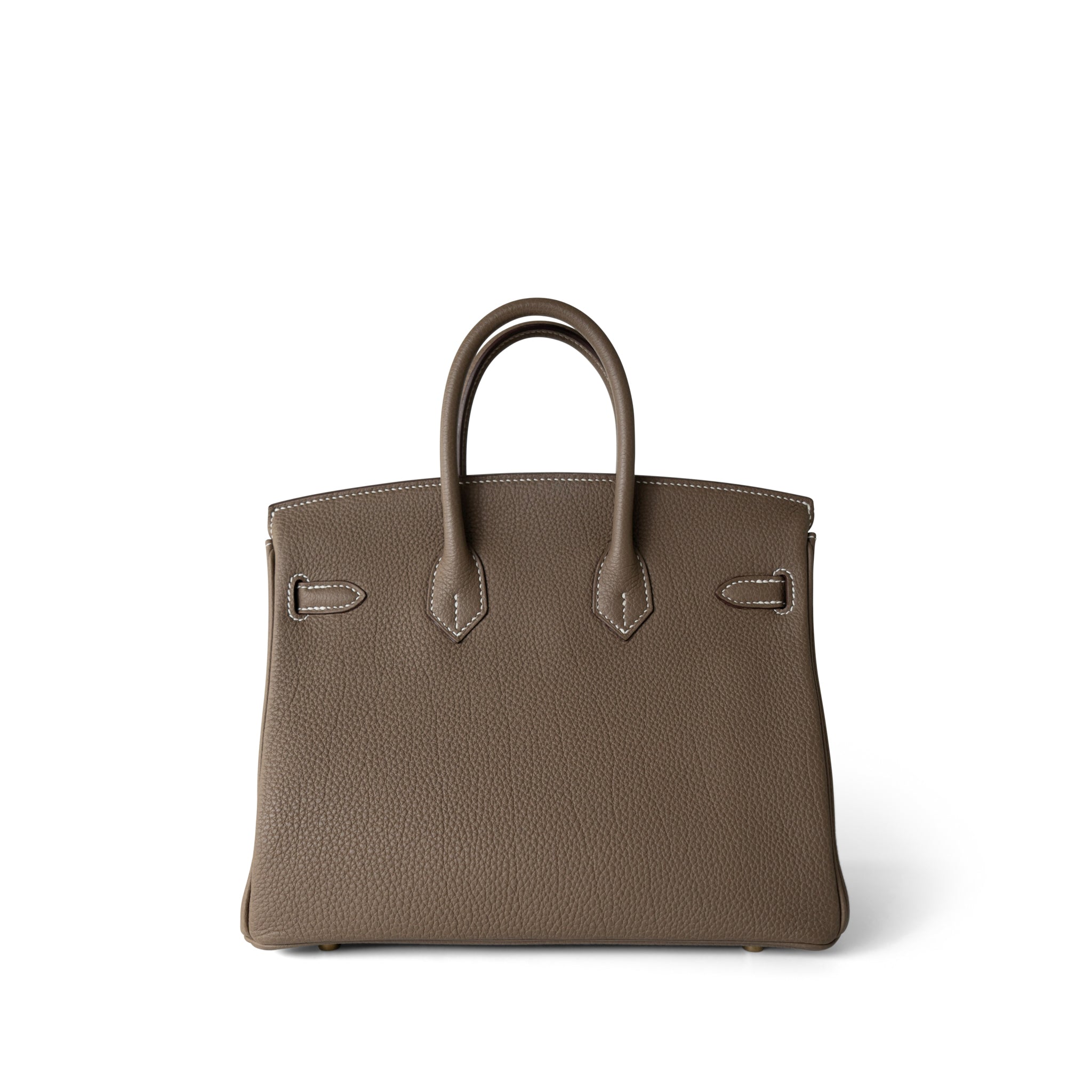 Hermes Handbag Etoupe Birkin 25 Etoupe Togo Gold Plated B Stamp - Redeluxe