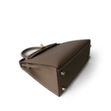 Hermes Handbag Etoupe Kelly 25 Sellier Etoupe Gold Plated B Stamp - Redeluxe