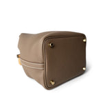Hermes Handbag Etoupe Picotin Lock 18 Etoupe Taurillon Clemence Gold Plated U Stamp - Redeluxe