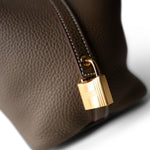 Hermes Handbag Etoupe Picotin Lock 18 Etoupe Taurillon Clemence Gold Plated U Stamp - Redeluxe