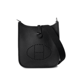 Hermes Handbag Evelyne / Black Taurillon Clemence Evelyne TPM Black w/ Palladium Hardware - Redeluxe