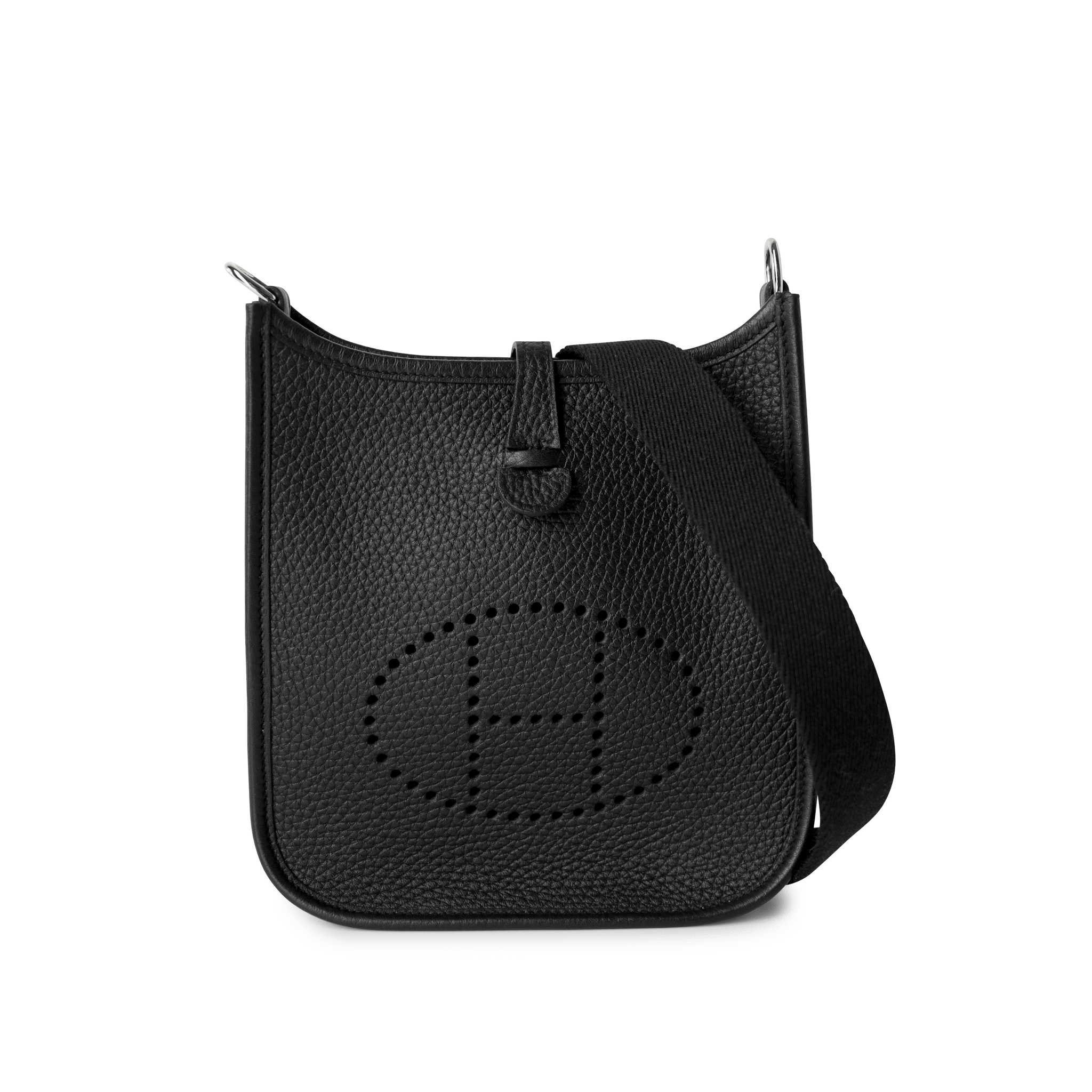 Hermes Handbag Evelyne / Black Taurillon Clemence Evelyne TPM Black w/ Palladium Hardware - Redeluxe