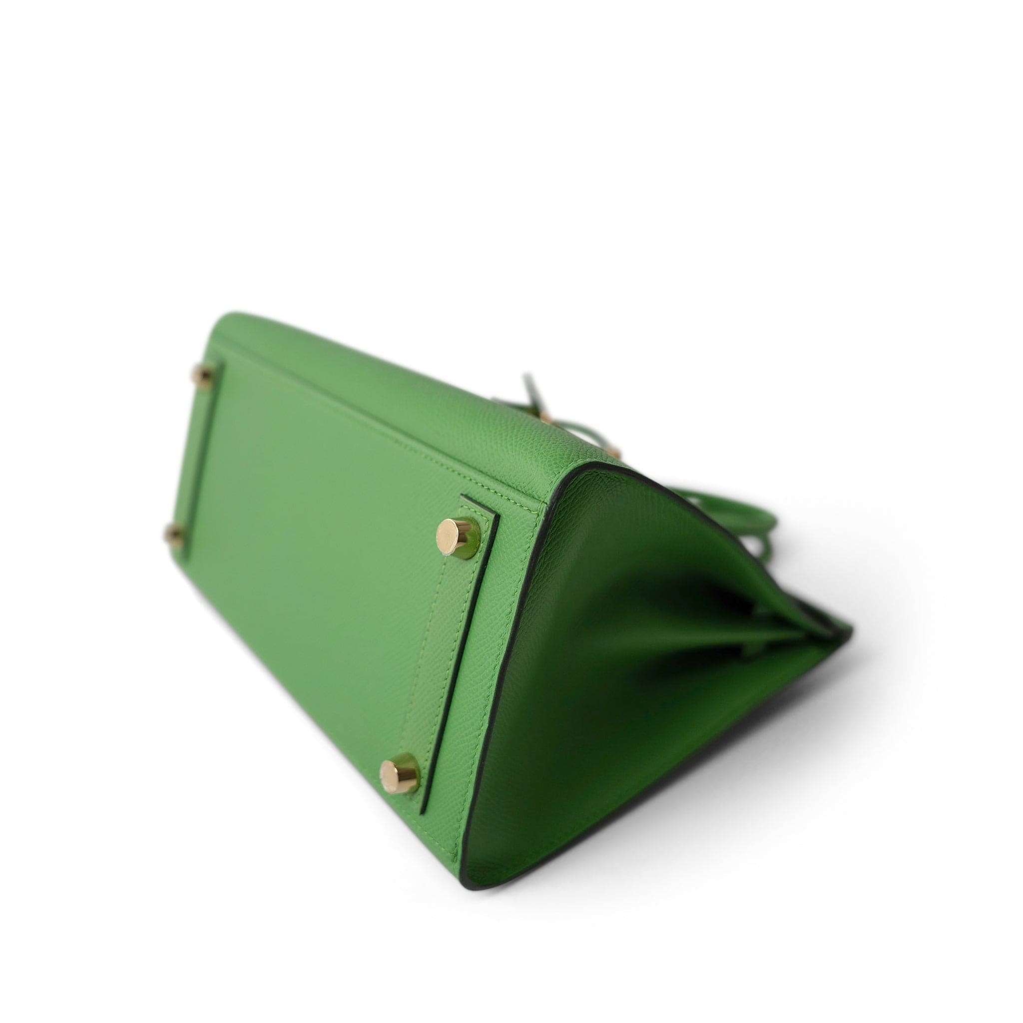 Hermes Handbag Green Birkin 25 Sellier Vert Yucca Epsom Gold Plated B Stamp - Redeluxe