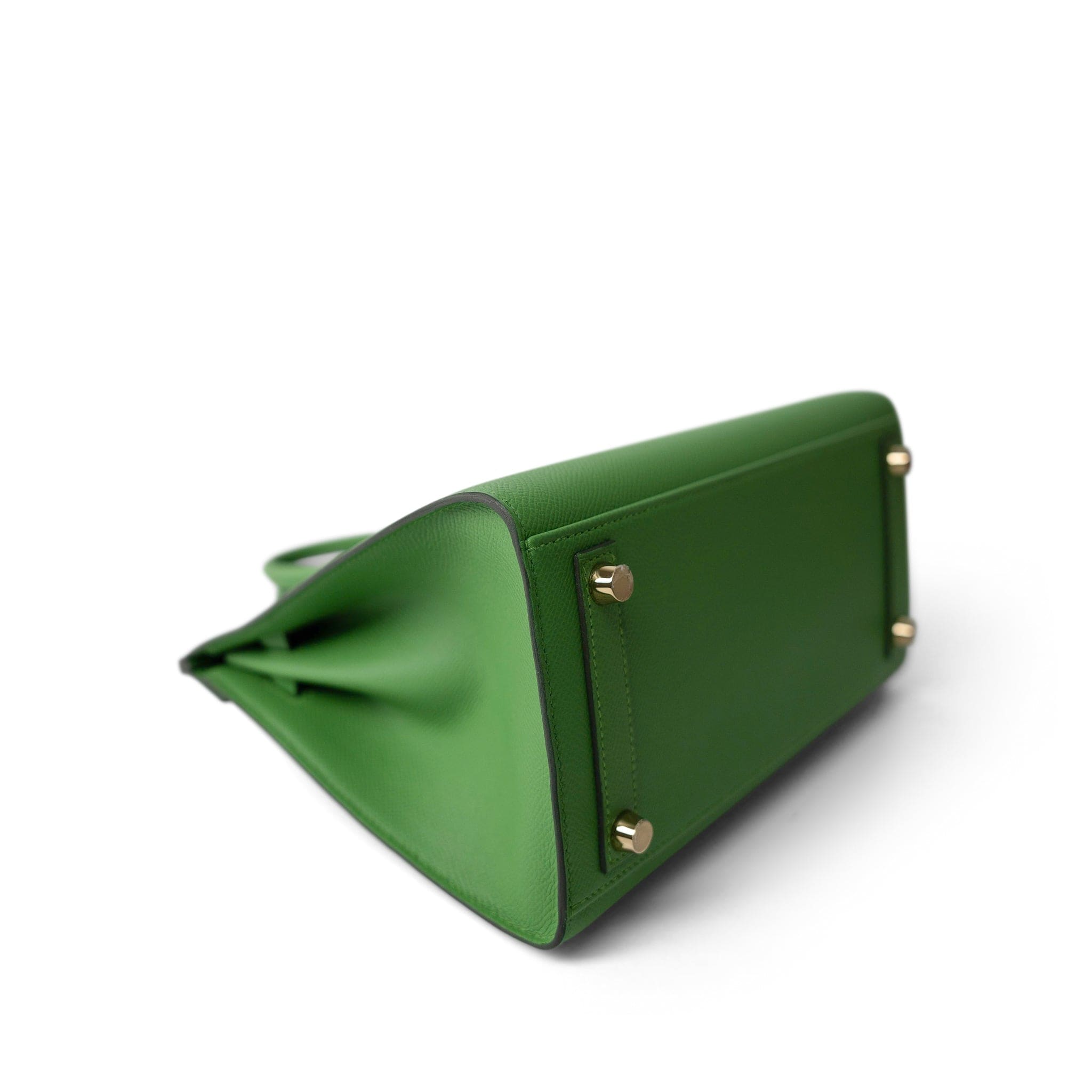 Hermes Handbag Green Birkin 25 Sellier Vert Yucca Epsom Gold Plated B Stamp - Redeluxe