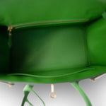 Hermes Handbag Green Birkin 25 Sellier Vert Yucca Epsom Gold Plated B Stamp - Redeluxe