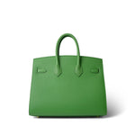 Hermes Handbag Green Birkin 25 Sellier Vert Yucca Epsom Gold Plated B Stamp - Redeluxe