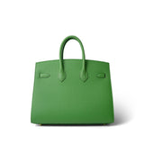 Hermes Handbag Green Birkin 25 Sellier Vert Yucca Epsom Gold Plated B Stamp - Redeluxe