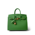 Hermes Handbag Green Birkin 25 Sellier Vert Yucca Epsom Gold Plated B Stamp - Redeluxe
