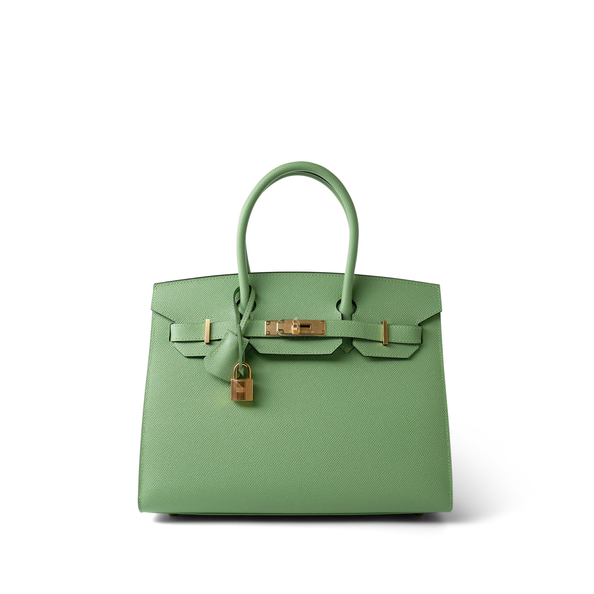 Hermes Handbag Green Birkin Sellier 30 Vert Criquet Epsom Gold Plated Y Stamp - Redeluxe