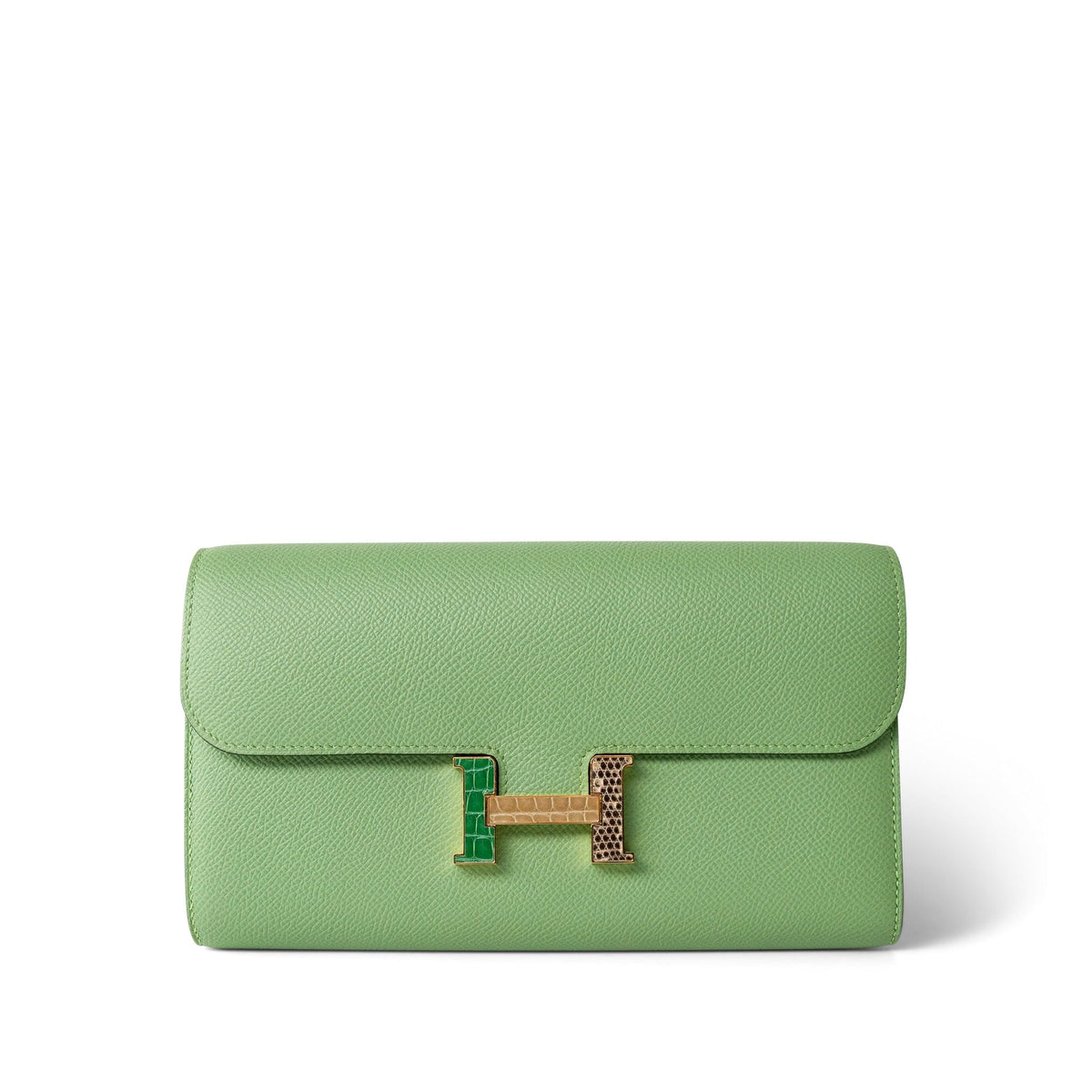 Hermes Handbag Green Constance Wallet To Go Vert Criquet Epsom Z Stamp - Redeluxe