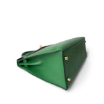 Hermes Handbag Green Kelly Sellier 32 Green Courchevel Gold Plated (U) Stamp - Redeluxe