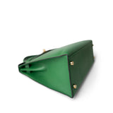 Hermes Handbag Green Kelly Sellier 32 Green Courchevel Gold Plated (U) Stamp - Redeluxe