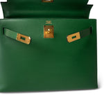 Hermes Handbag Green Kelly Sellier 32 Green Courchevel Gold Plated (U) Stamp - Redeluxe