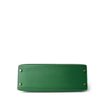 Hermes Handbag Green Kelly Sellier 32 Green Courchevel Gold Plated (U) Stamp - Redeluxe