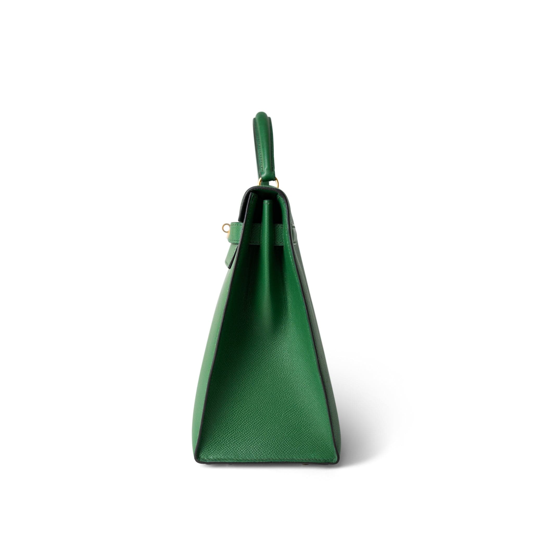 Hermes Handbag Green Kelly Sellier 32 Green Courchevel Gold Plated (U) Stamp - Redeluxe