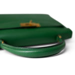 Hermes Handbag Green Kelly Sellier 32 Green Courchevel Gold Plated (U) Stamp - Redeluxe