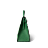 Hermes Handbag Green Kelly Sellier 32 Green Courchevel Gold Plated (U) Stamp - Redeluxe