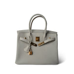 Hermes Handbag Grey Birkin 30 Gris Perle Togo Gold Plated U Stamp - Redeluxe