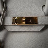 Hermes Handbag Grey Birkin 30 Gris Perle Togo Gold Plated U Stamp - Redeluxe