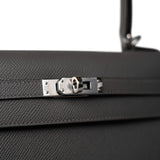 Hermes Handbag Grey Kelly Sellier 25 Gris Meyer Epsom Palladium Plated U Stamp - Redeluxe