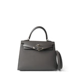 Hermes Handbag Grey Kelly Sellier 25 Gris Meyer Epsom Palladium Plated U Stamp - Redeluxe