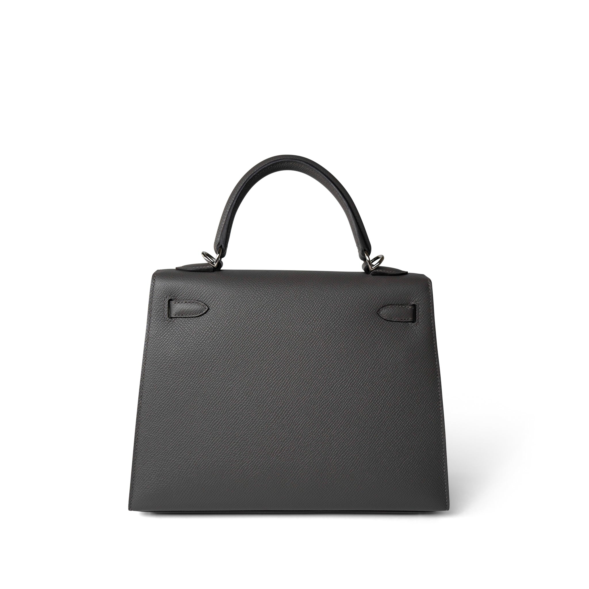Hermes Handbag Grey Kelly Sellier 25 Gris Meyer Epsom Palladium Plated U Stamp - Redeluxe
