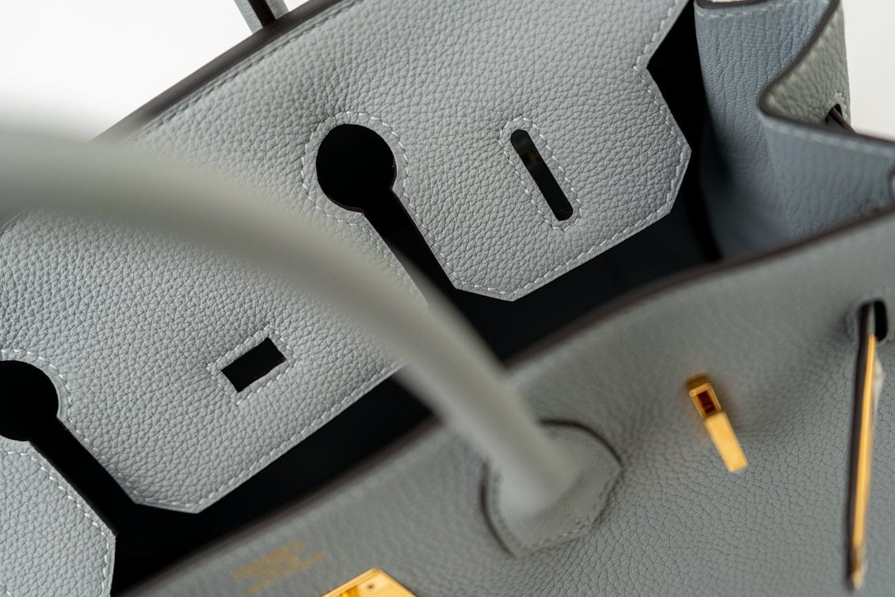 Hermes Handbag Hermes Birkin 30 Togo Blue Glacier Gold Plated - Redeluxe