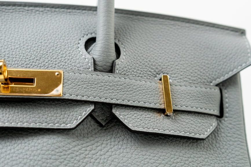 Hermes Handbag Hermes Birkin 30 Togo Blue Glacier Gold Plated - Redeluxe