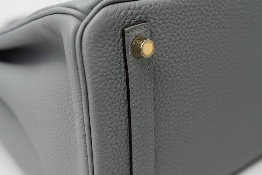Hermes Handbag Hermes Birkin 30 Togo Blue Glacier Gold Plated - Redeluxe