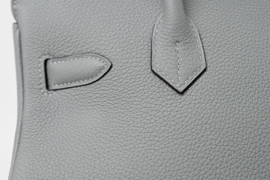 Hermes Handbag Hermes Birkin 30 Togo Blue Glacier Gold Plated - Redeluxe
