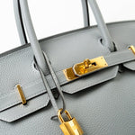 Hermes Handbag Hermes Birkin 30 Togo Blue Glacier Gold Plated - Redeluxe