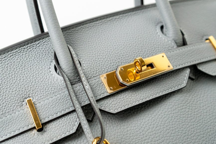 Hermes Handbag Hermes Birkin 30 Togo Blue Glacier Gold Plated - Redeluxe