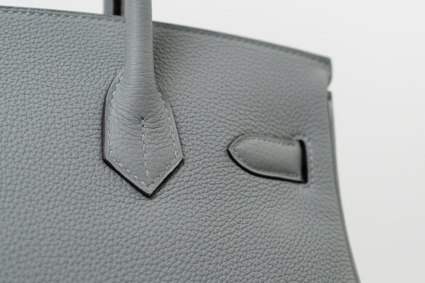 Hermes Handbag Hermes Birkin 30 Togo Blue Glacier Gold Plated - Redeluxe