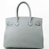 Hermes Handbag Hermes Birkin 30 Togo Blue Glacier Gold Plated - Redeluxe