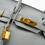 Hermes Handbag Hermes Birkin 30 Togo Blue Glacier Gold Plated - Redeluxe