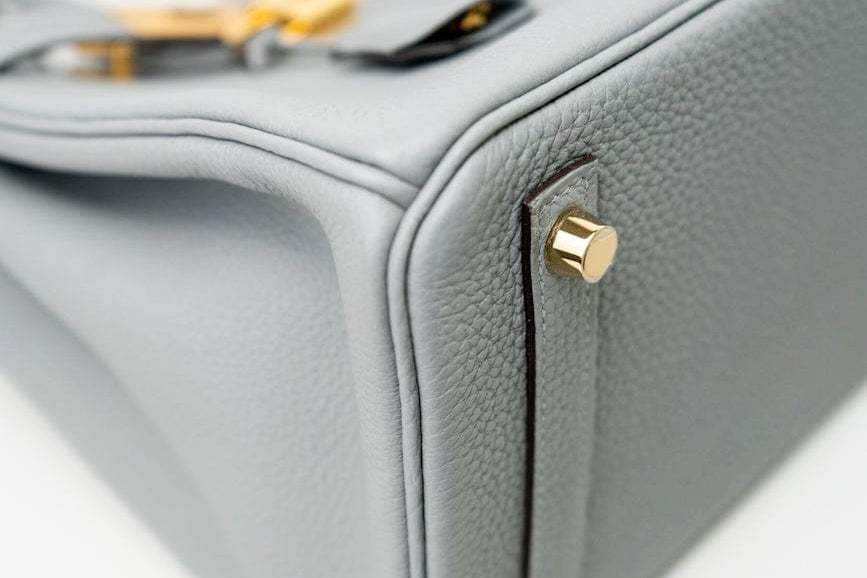 Hermes Handbag Hermes Birkin 30 Togo Blue Glacier Gold Plated - Redeluxe