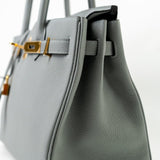 Hermes Handbag Hermes Birkin 30 Togo Blue Glacier Gold Plated - Redeluxe