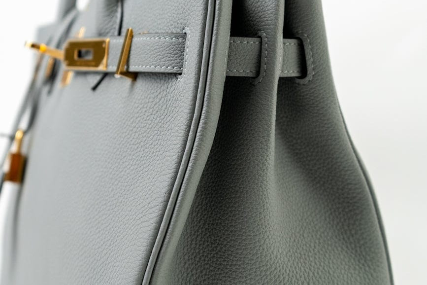 Hermes Handbag Hermes Birkin 30 Togo Blue Glacier Gold Plated - Redeluxe