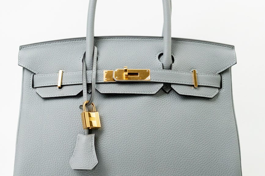 Hermes Handbag Hermes Birkin 30 Togo Blue Glacier Gold Plated - Redeluxe