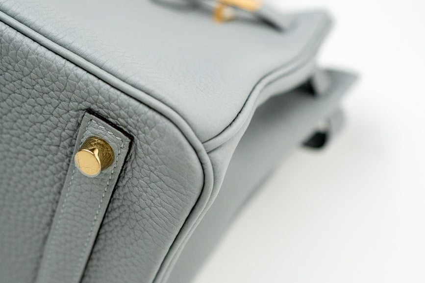Hermes Handbag Hermes Birkin 30 Togo Blue Glacier Gold Plated - Redeluxe