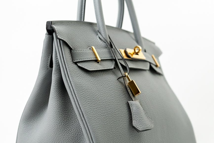 Hermes Handbag Hermes Birkin 30 Togo Blue Glacier Gold Plated - Redeluxe