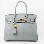 Hermes Handbag Hermes Birkin 30 Togo Blue Glacier Gold Plated - Redeluxe