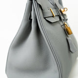 Hermes Handbag Hermes Birkin 30 Togo Blue Glacier Gold Plated - Redeluxe
