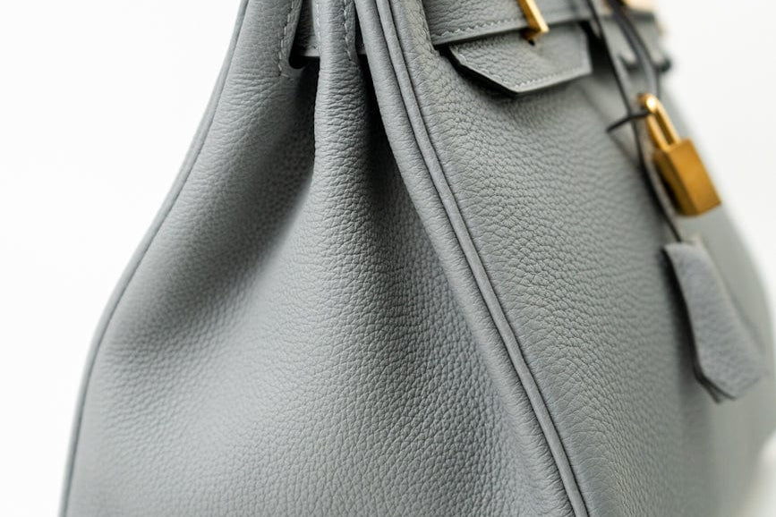 Hermes Handbag Hermes Birkin 30 Togo Blue Glacier Gold Plated - Redeluxe
