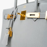 Hermes Handbag Hermes Birkin 30 Togo Blue Glacier Gold Plated - Redeluxe