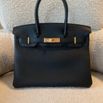 Hermes Handbag Hermes Birkin 30 Veau Togo Leather Black Gold Plated 2022 U - Redeluxe