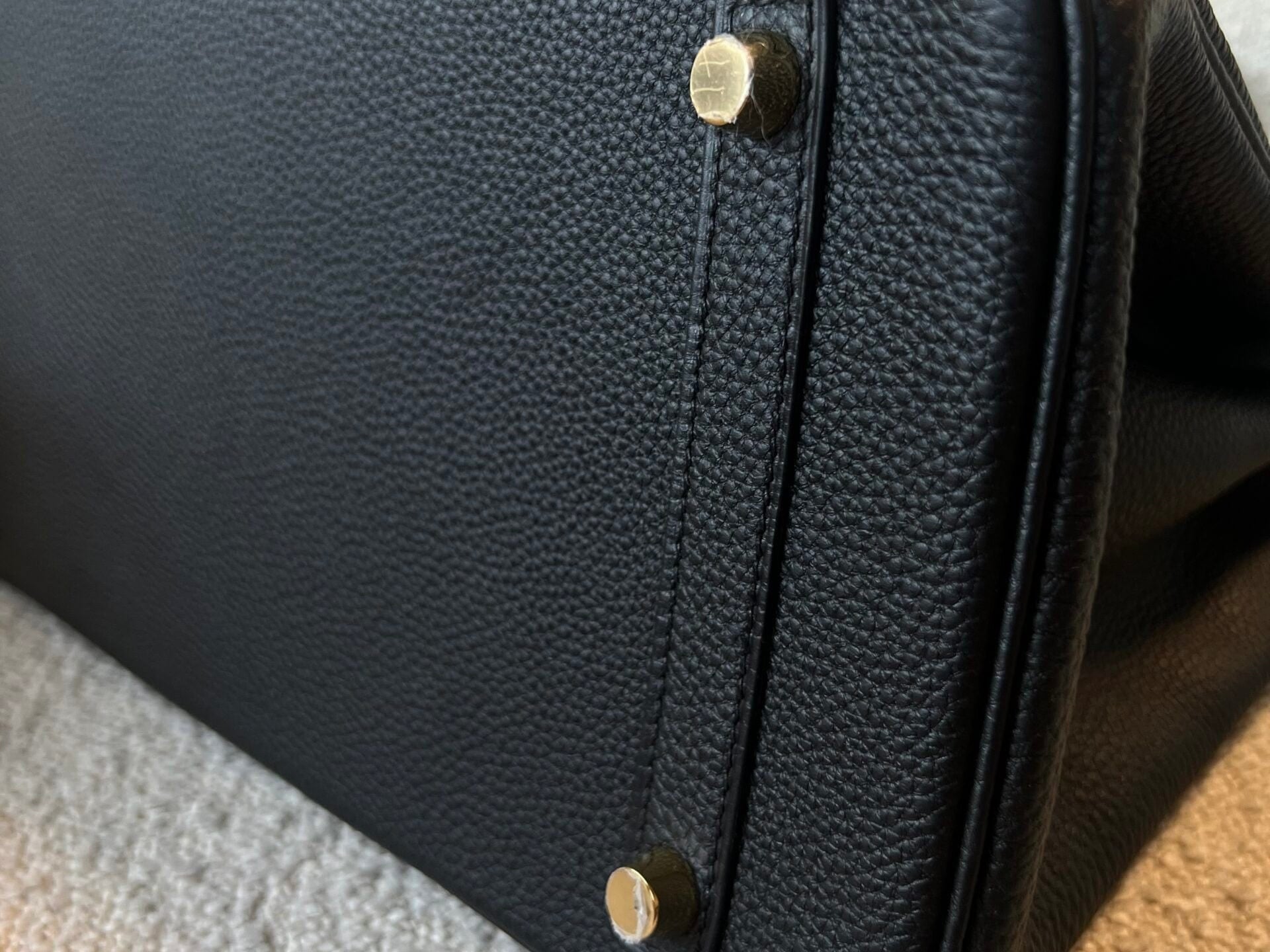 Hermes Handbag Hermes Birkin 30 Veau Togo Leather Black Gold Plated 2022 U - Redeluxe